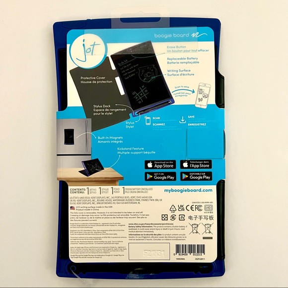 Boogie Board Jot Reusable LCD Writing Tablet 8.5" Screen in Blue w/ Black Folio - Picture 2 of 7